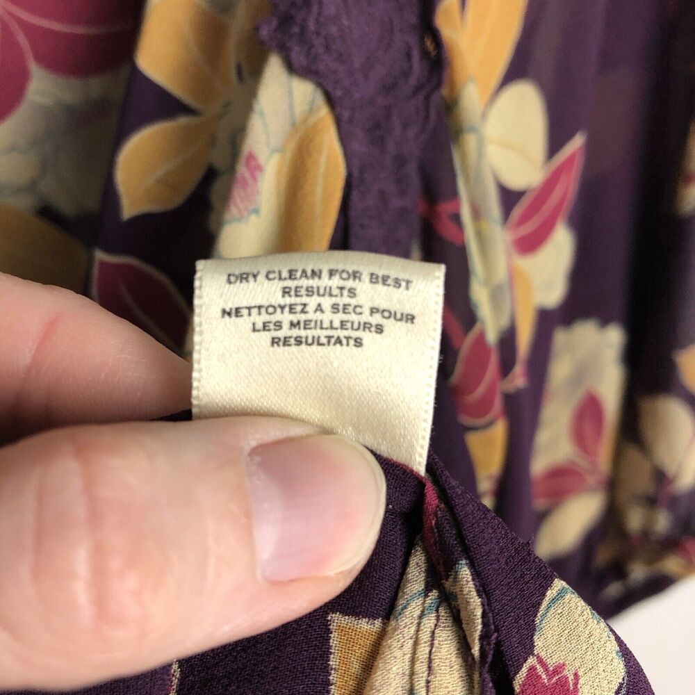 Anthropologie Moulinette Soeurs Blouse Womens 4 Sheer Floral Silk 3/4 Sleeve - Picture 12 of 15